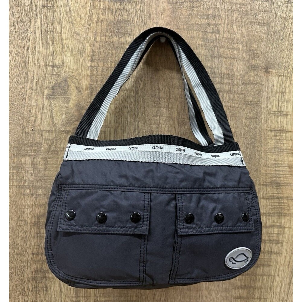 Carpisa black nylon canvas handbag with zipper